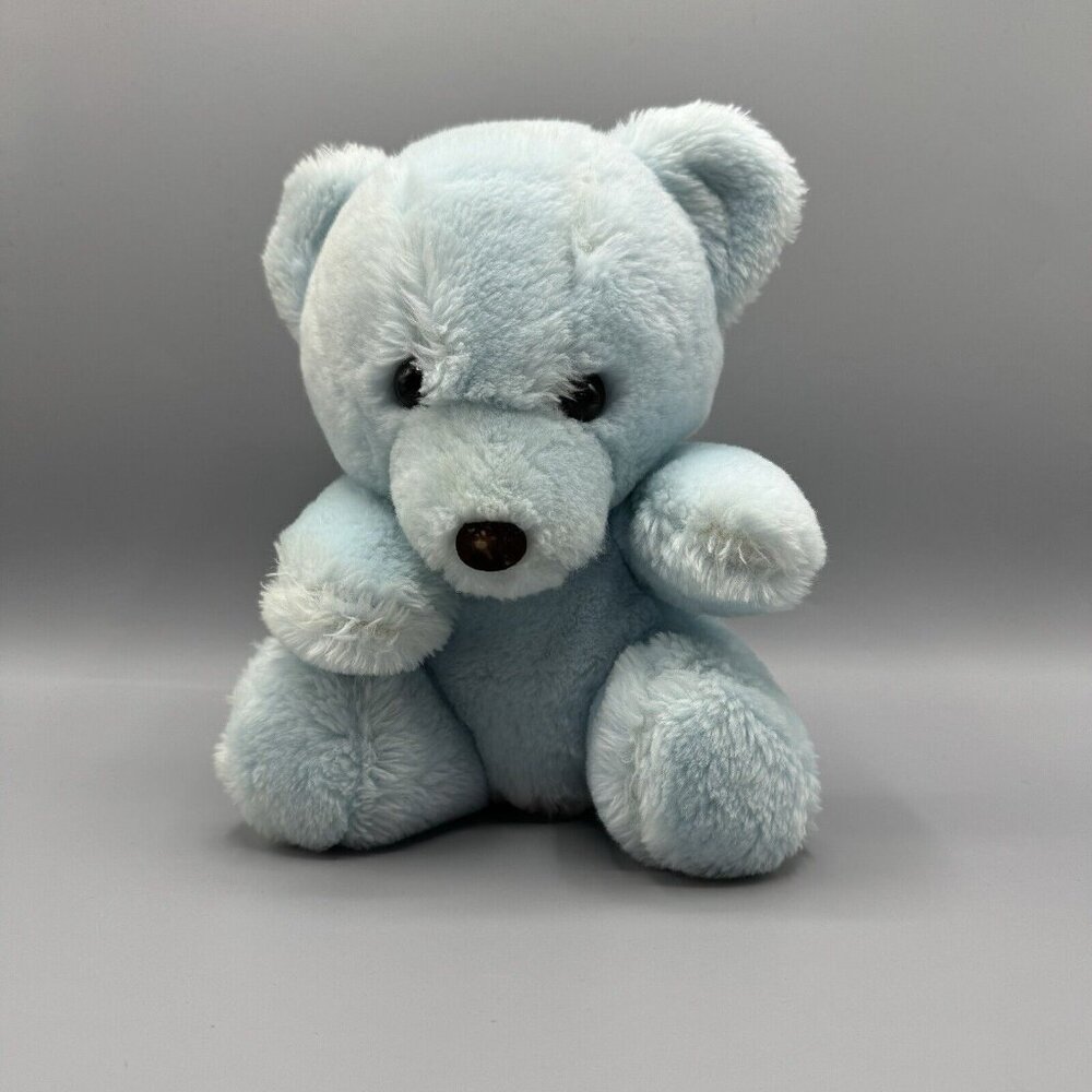 Prestige Toy Corp Blue Sunshine Teddy Bear 8” Plush Rattle Vintage 1985